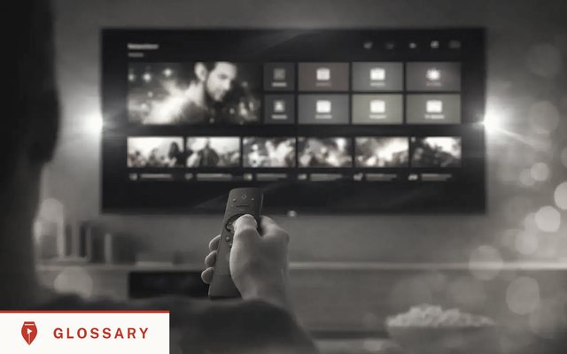 Vizwriting cover for "IPTV glossary: the terms a news and documentary viewer runs into, defined": an editorial black-and-white photograph with the article title