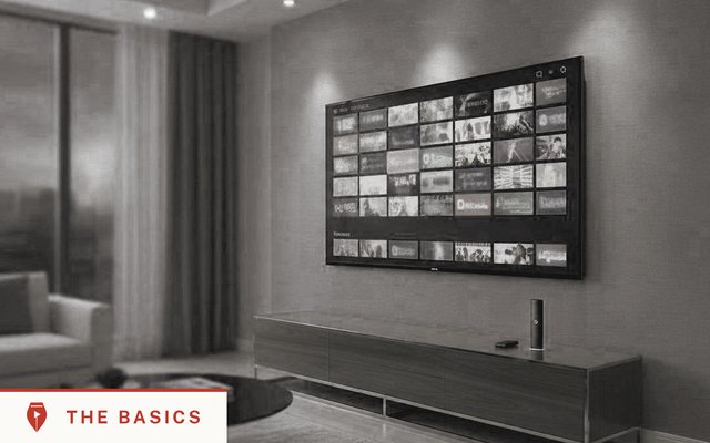 Vizwriting cover for "What is IPTV, and how does television travel over the internet?": an editorial black-and-white photograph with the article title